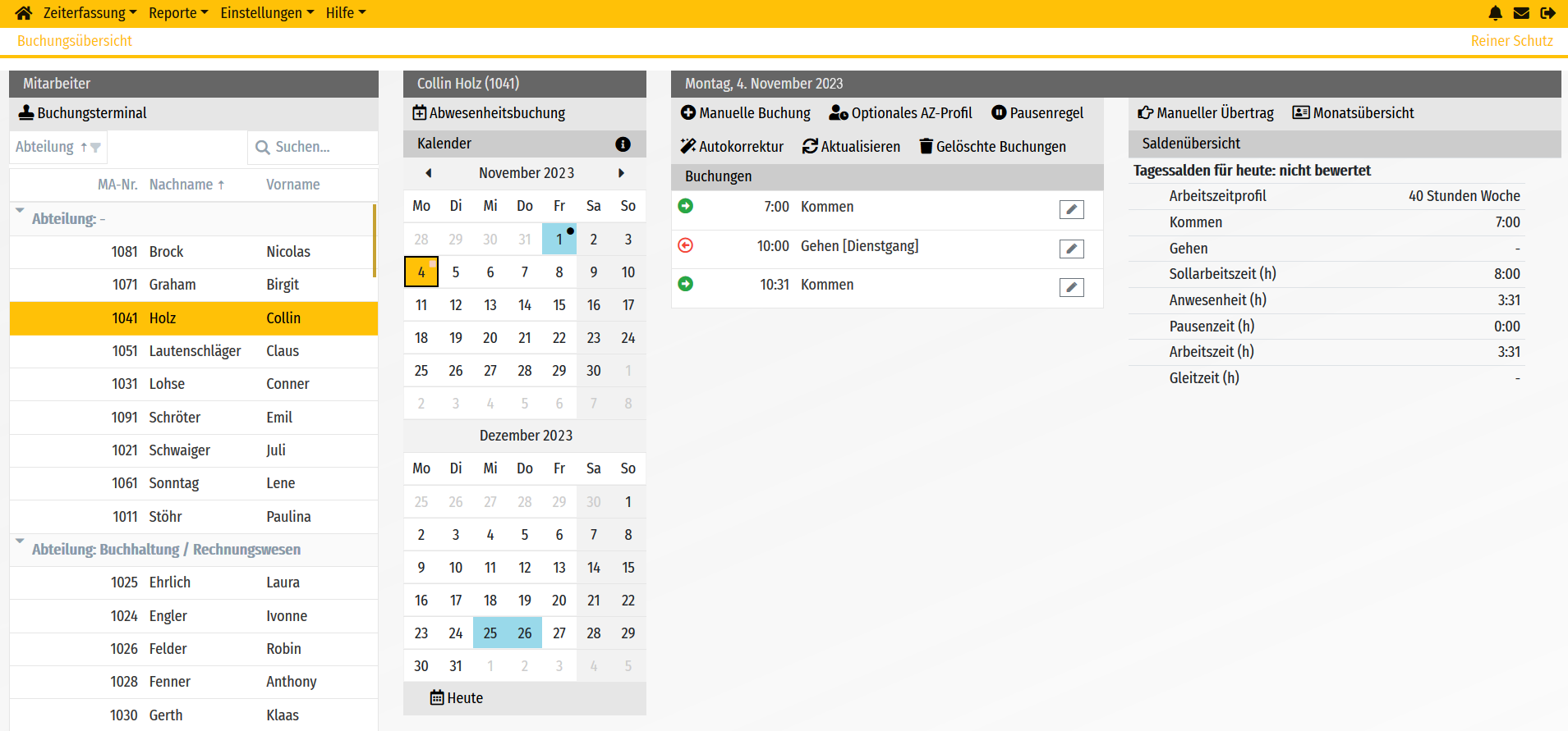 Zeiterfassung mit timeCard